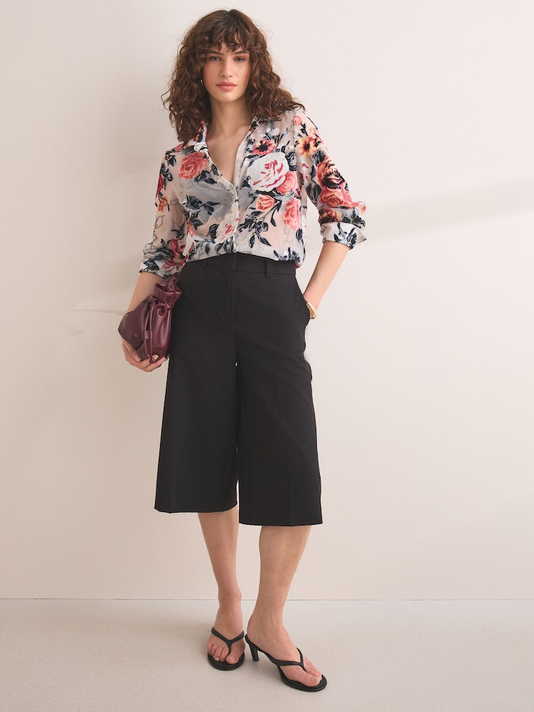 Ecru Floral N. Premium Sheer Flocked Velvet Shirt - Image 2 of 8