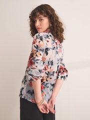 Ecru Floral N. Premium Sheer Flocked Velvet Shirt - Image 4 of 8