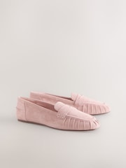 Blush Pink Forever Comfort® Suede Leather Ruched Loafers - Image 7 of 10
