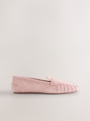 Blush Pink Forever Comfort® Suede Leather Ruched Loafers - Image 8 of 10