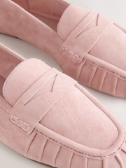 Blush Pink Forever Comfort® Suede Leather Ruched Loafers - Image 9 of 10