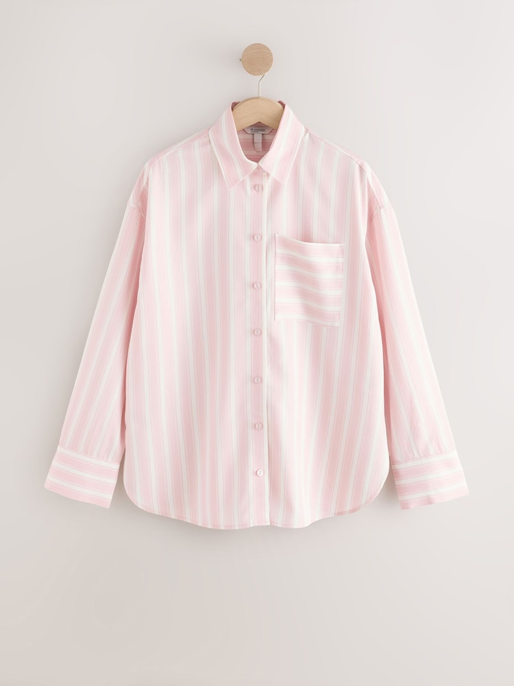 Pink/White Stripe TENCEL™ Lyocell Long Sleeve Shirt - Image 1 of 3