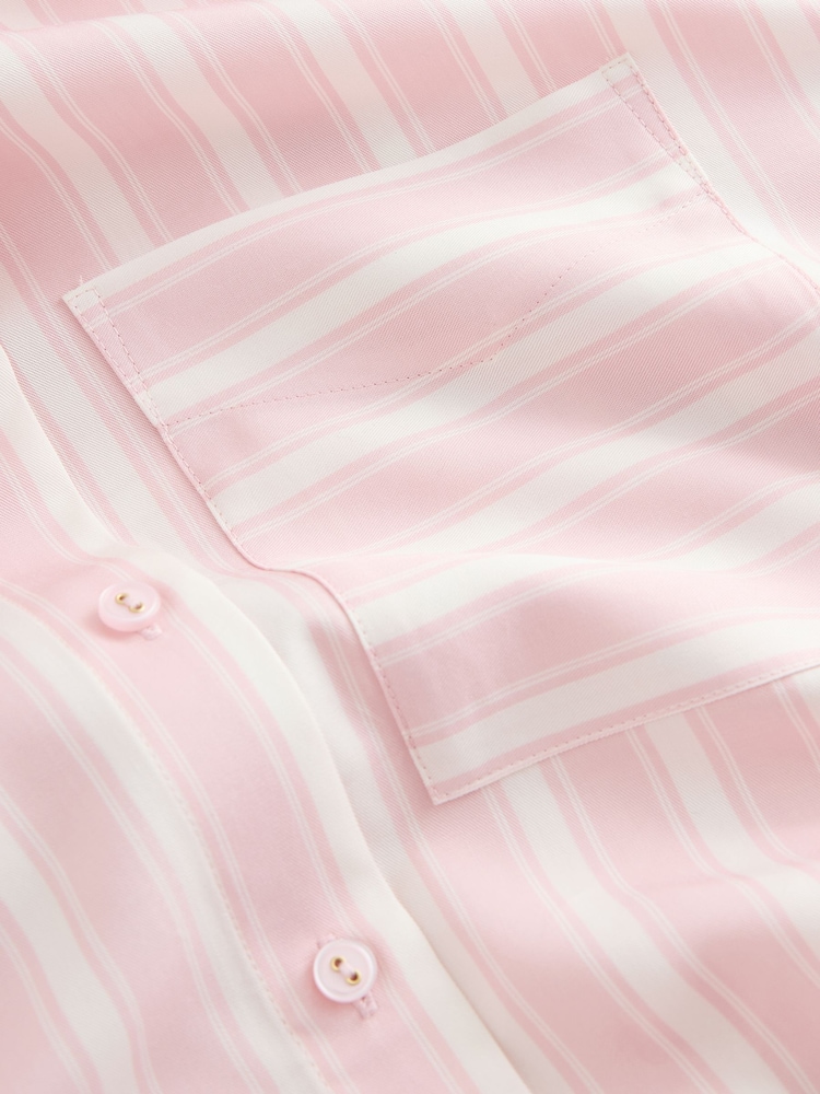 Pink/White Stripe TENCEL™ Lyocell Long Sleeve Shirt - Image 2 of 3