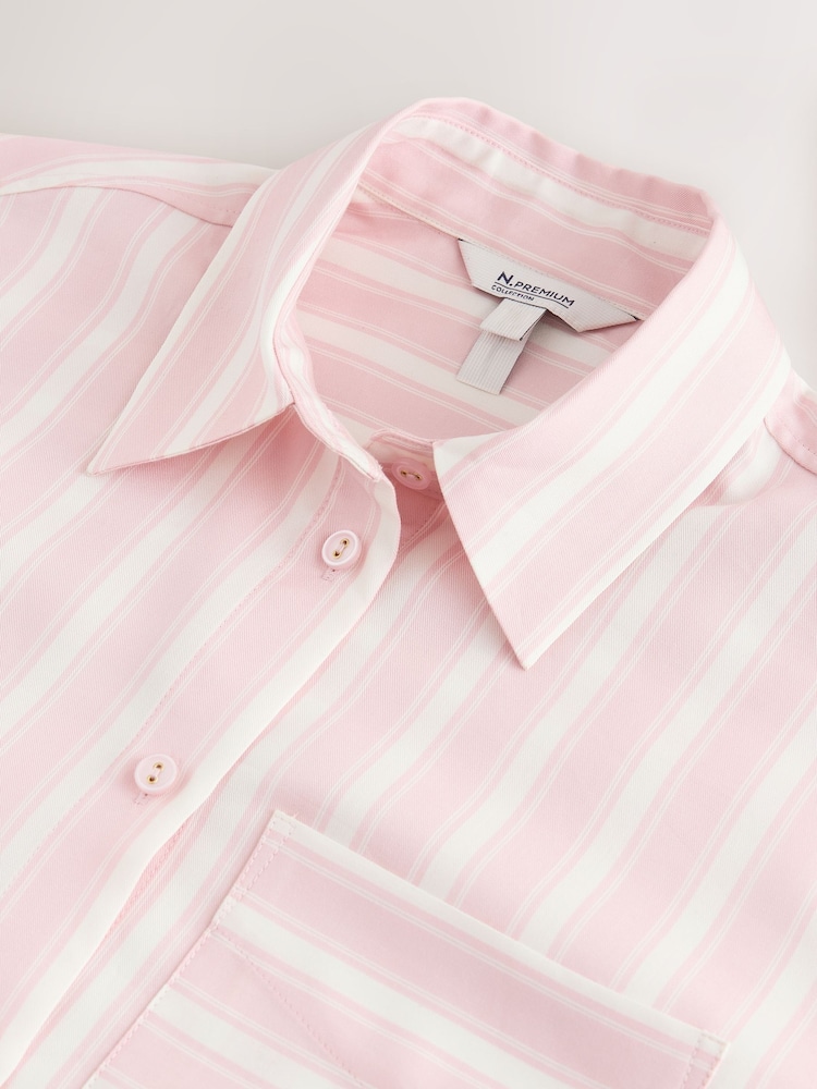 Pink/White Stripe TENCEL™ Lyocell Long Sleeve Shirt - Image 3 of 3
