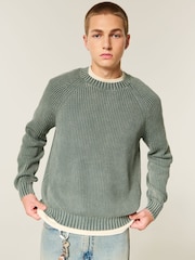 Long Sleeve Washed Crew Neck Jumper - Image 1 of 4