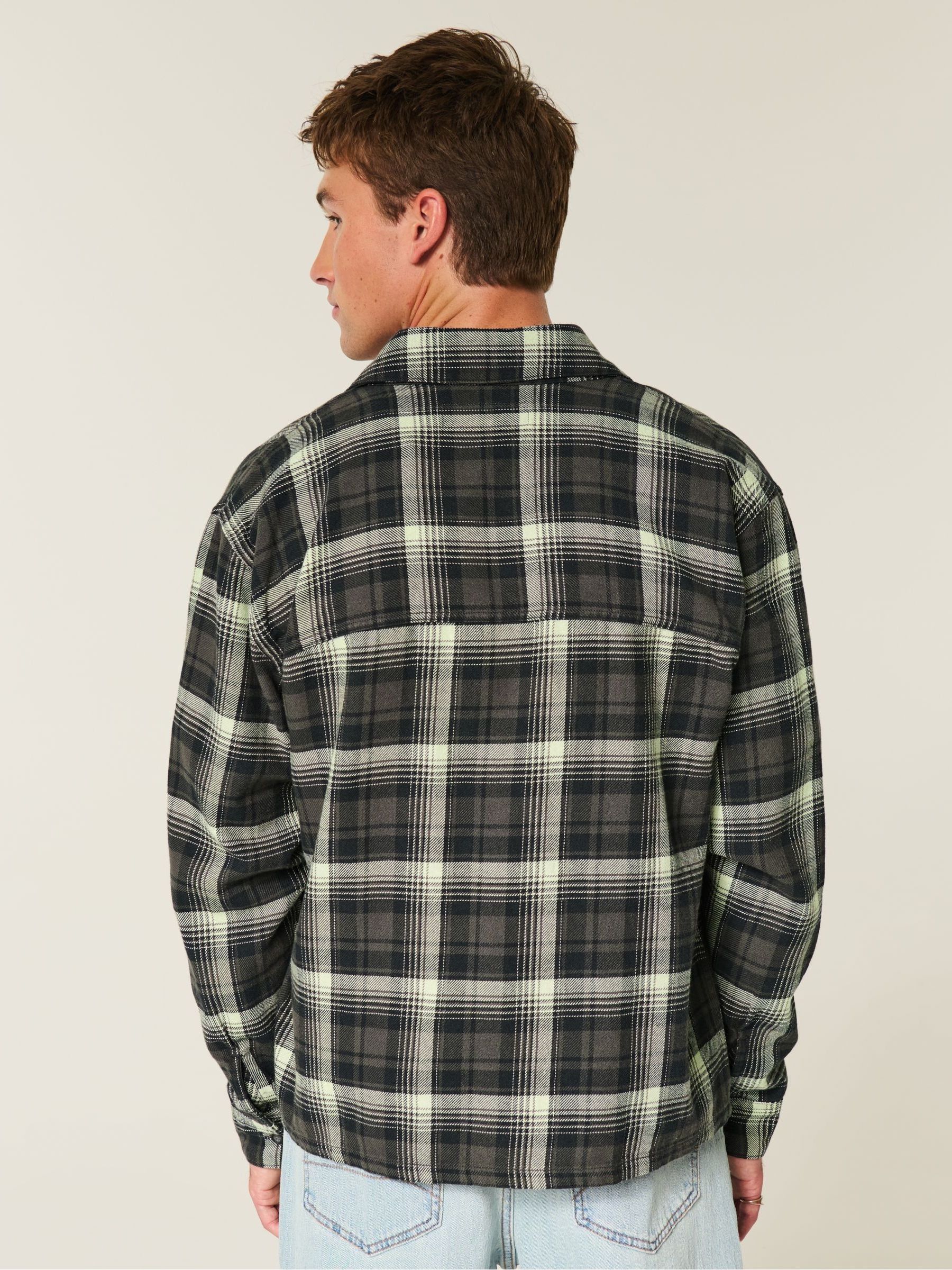 Buy Hollister Black Cropped Boxy Flannel Shirt from Next South Africa
