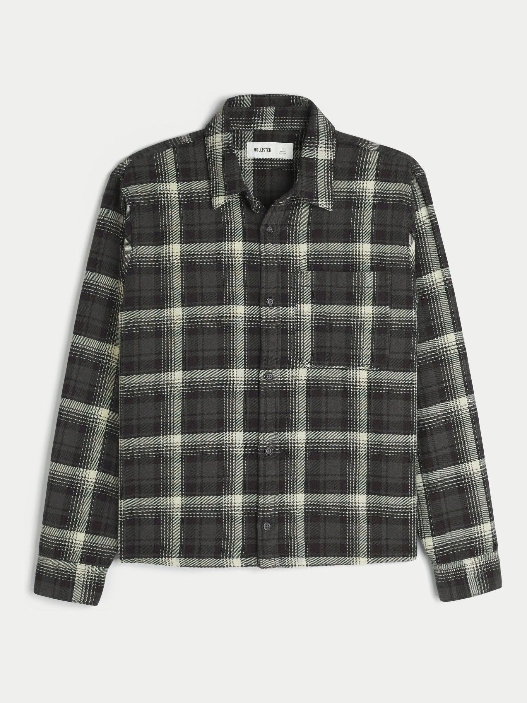 Buy Hollister Black Cropped Boxy Flannel Shirt from Next Canada