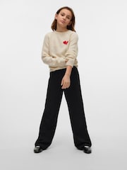 VERO MODA Cream Heart Embroidery Knitted Jumper - Image 1 of 3