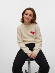 VERO MODA Cream Heart Embroidery Knitted Jumper - Image 2 of 3