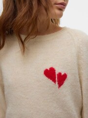 VERO MODA Cream Heart Embroidery Knitted Jumper - Image 3 of 3