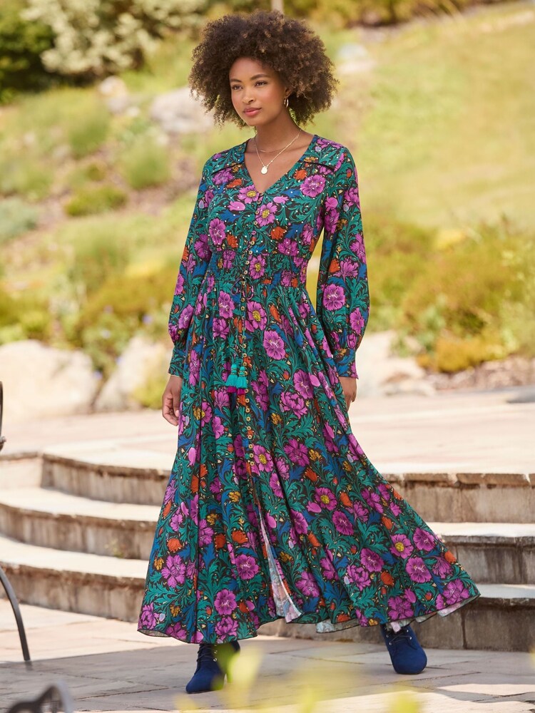 Joe Browns Blue Petite Autumn Floral Maxi Dress - Image 2 of 7