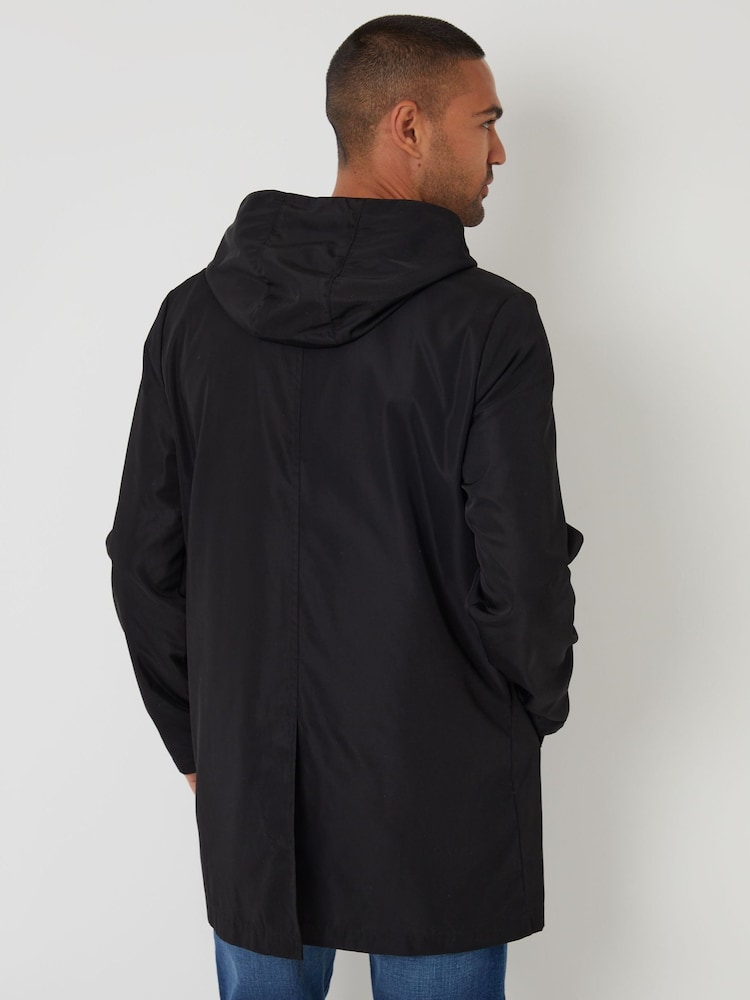 Negro - Chubasquero impermeable con capucha y cremallera Luxe de Threadbare - Imagen 2 de 4 Negro - Chubasquero impermeable con capucha y cremallera Luxe de Threadbare - Imagen 2 de 4
