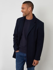 Threadbare Blue Faux Wool Overcoat - Image 1 of 4