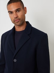Threadbare Blue Faux Wool Overcoat - Image 4 of 4