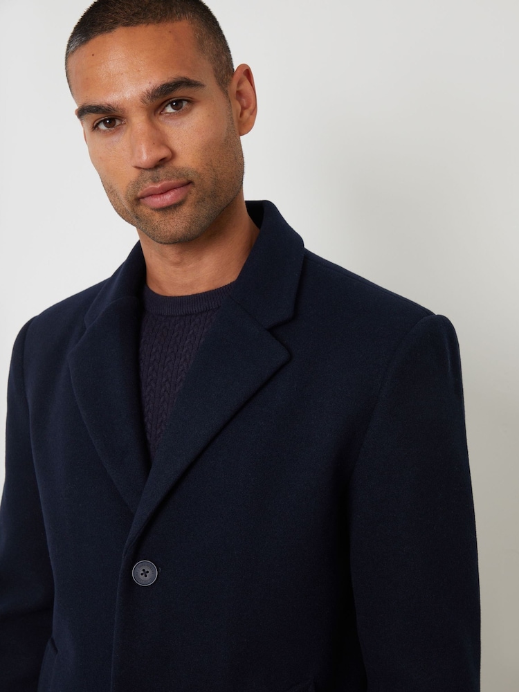 Threadbare Blue Faux Wool Overcoat - Image 4 of 4