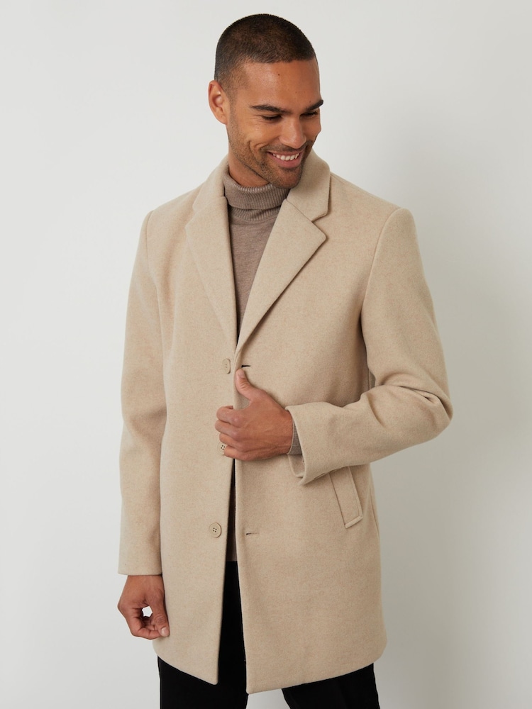 Threadbare Cream Faux Wool Overcoat - Image 1 of 4