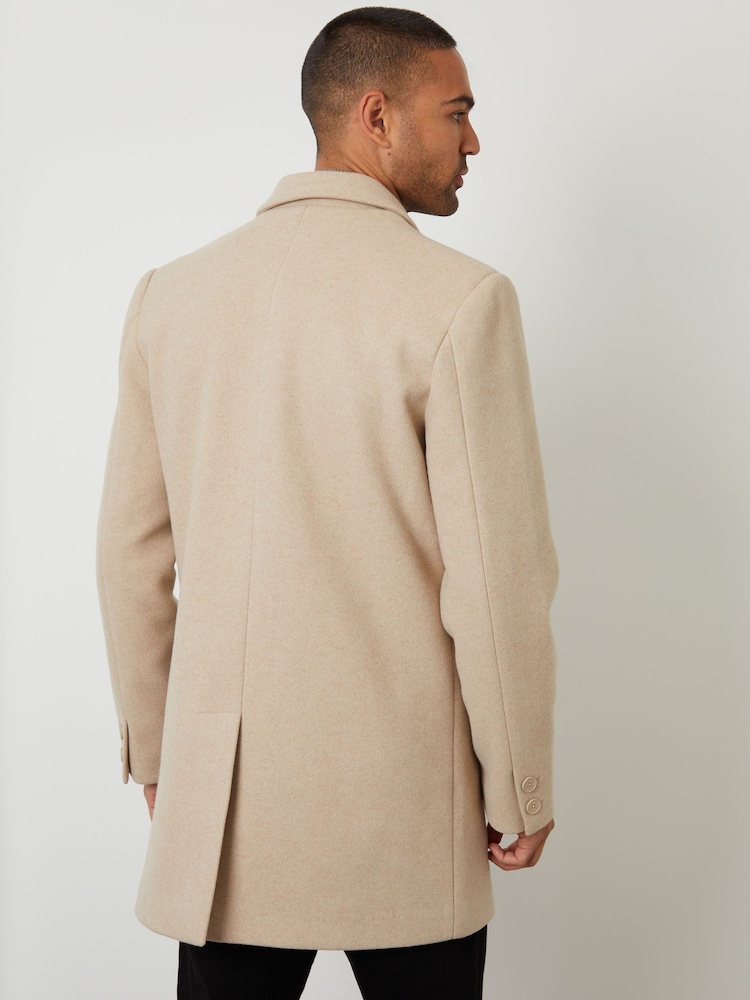 Threadbare Cream Faux Wool Overcoat - Image 2 of 4 Threadbare Cream Faux Wool Overcoat - Image 2 of 4