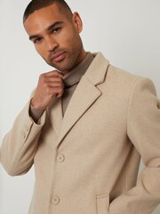 Threadbare Cream Faux Wool Overcoat - Image 4 of 4