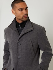Cinza - Threadbare Faux Wool Mock Layer Longline Utility Coat - Imagem 4 de 4