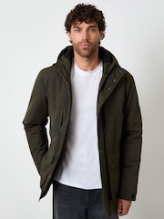 Threadbare Green Showerproof Padded Hooded Coat - Image 1 of 4