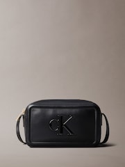 Calvin Klein Black Embossed Monogram Logo Camera Bag - Image 1 of 4