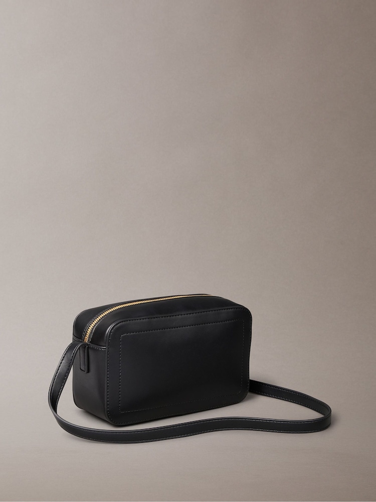 Calvin Klein Black Embossed Monogram Logo Camera Bag - Image 2 of 4 Calvin Klein Black Embossed Monogram Logo Camera Bag - Image 2 of 4