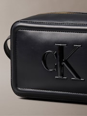 Calvin Klein Black Embossed Monogram Logo Camera Bag - Image 3 of 4