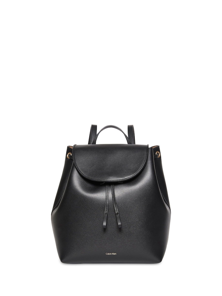 Calvin Klein Black Foil Logo Flap Backpack - Image 1 of 2 Calvin Klein Black Foil Logo Flap Backpack - Image 1 of 2