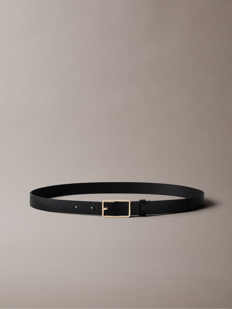 Calvin Klein Black Full Grain Leather Logo Belt - Image 2 of 3