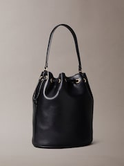 Calvin Klein Black Embossed Monogram Logo Bucket Bag - Image 2 of 4