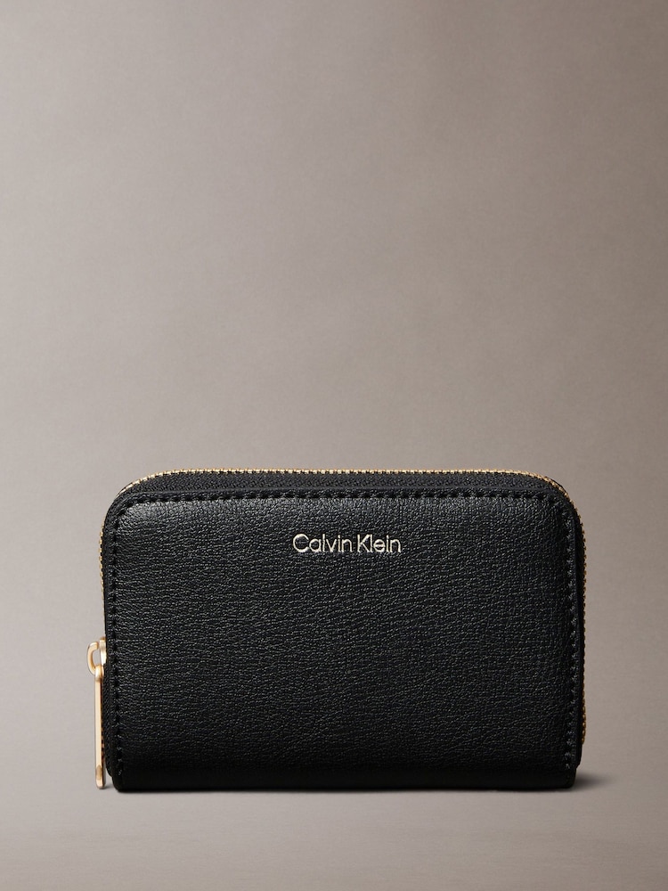 Calvin Klein Black Foil Logo Square Zip Wallet - Image 1 of 3