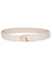 Calvin Klein Cream Full Grain Leather Logo Belt - Image 2 of 2