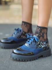 Joe Browns Black Ribbon Lace Floral Detail Brogues - Image 1 of 7