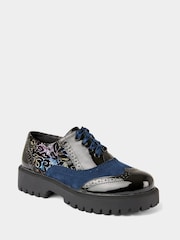 Joe Browns Black Ribbon Lace Floral Detail Brogues - Image 5 of 7