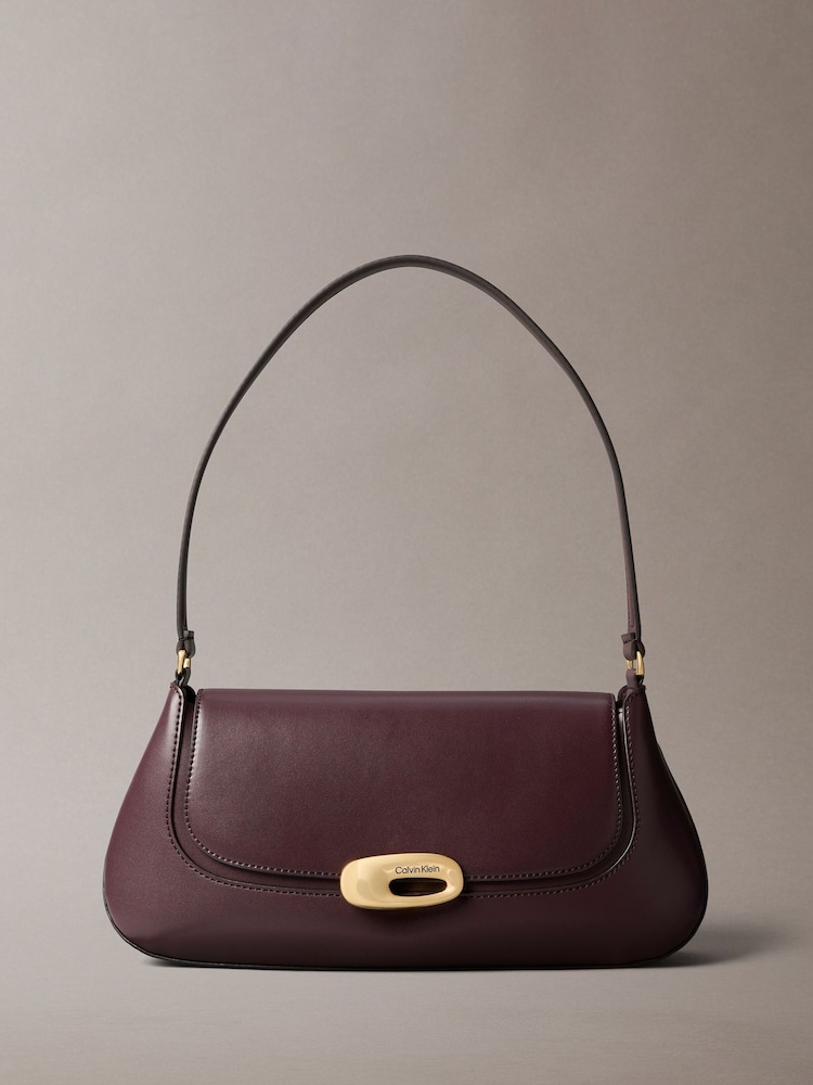 Calvin Klein Brown Top Flap Shoulder Bag - Image 1 of 4 Calvin Klein Brown Top Flap Shoulder Bag - Image 1 of 4