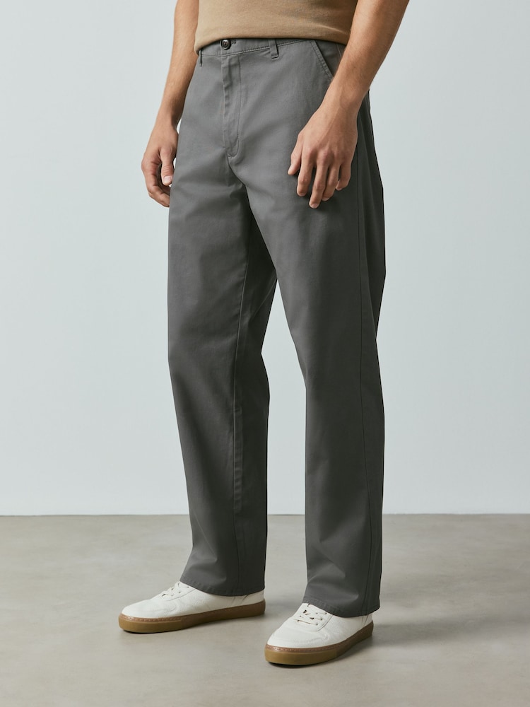 Dark Grey Relaxed Fit Cotton Rich Stretch Chinos - Image 2 of 5