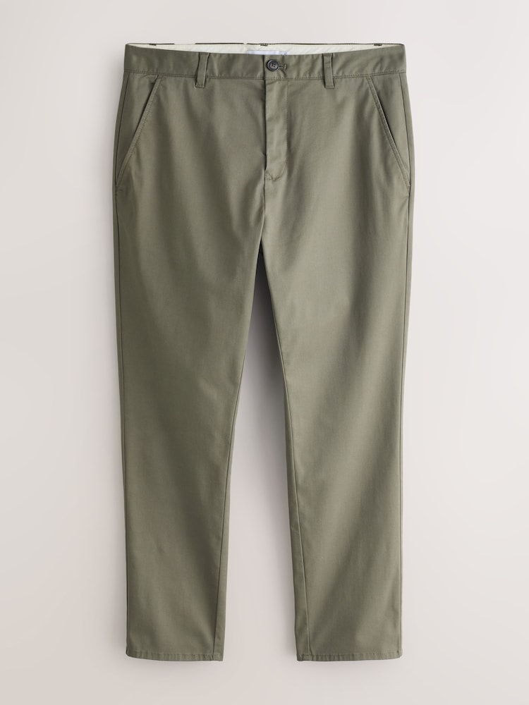Khaki Green Slim Fit Cotton Rich Stretch Chinos - Image 1 of 4