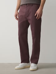 Mauve Purple Straight Fit Cotton Rich Stretch Chinos - Image 1 of 6