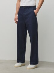 Navy Relaxed Fit Cotton Rich Stretch Chinos - Image 1 of 7