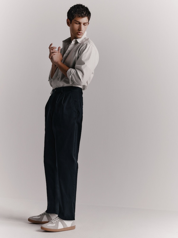 Navy Relaxed Fit Cotton Rich Stretch Chinos - Image 2 of 7 Navy Relaxed Fit Cotton Rich Stretch Chinos - Image 2 of 7