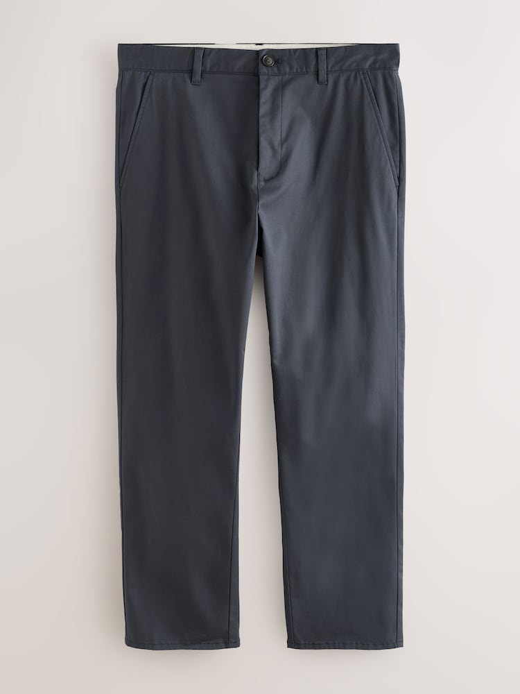 Charcoal Grey Straight Fit Cotton Rich Stretch Chinos - Image 15 of 15