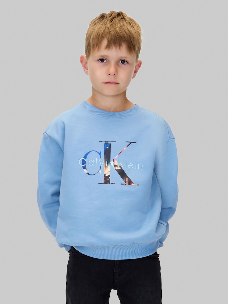 Calvin Klein Blue Logo Sweatshirt - Image 1 of 6