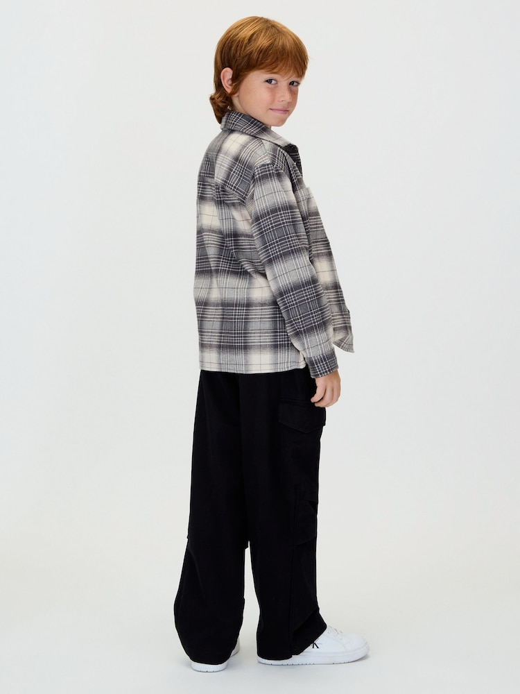 Calvin Klein Black Baggy Sateen Cargo Trousers - Image 2 of 5 Calvin Klein Black Baggy Sateen Cargo Trousers - Image 2 of 5