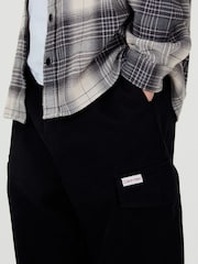 Calvin Klein Black Baggy Sateen Cargo Trousers - Image 4 of 5
