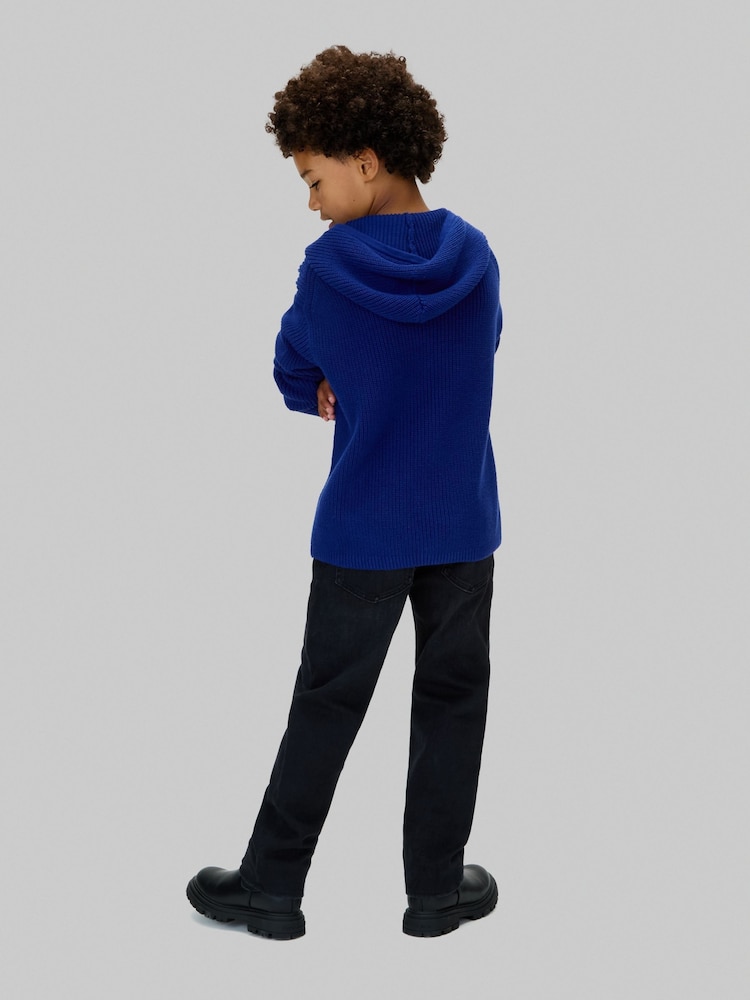 Calvin Klein Blue Combed Cotton Hoodie - Image 2 of 6 Calvin Klein Blue Combed Cotton Hoodie - Image 2 of 6