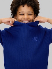Calvin Klein Blue Combed Cotton Hoodie - Image 4 of 6
