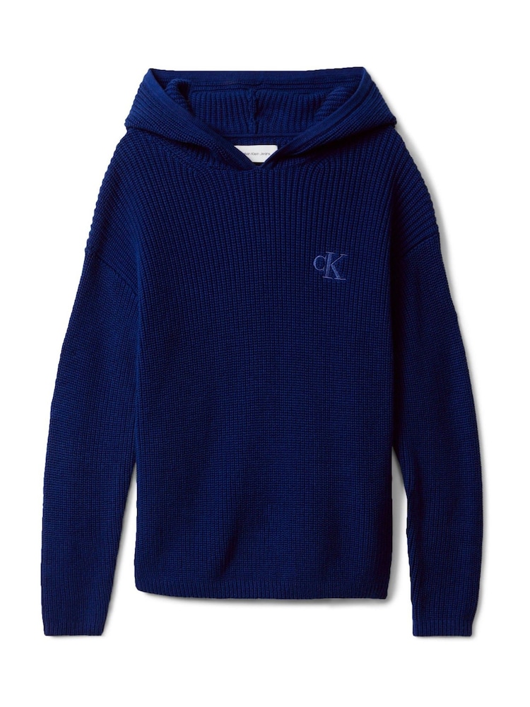 Calvin Klein Blue Combed Cotton Hoodie - Image 6 of 6 Calvin Klein Blue Combed Cotton Hoodie - Image 6 of 6