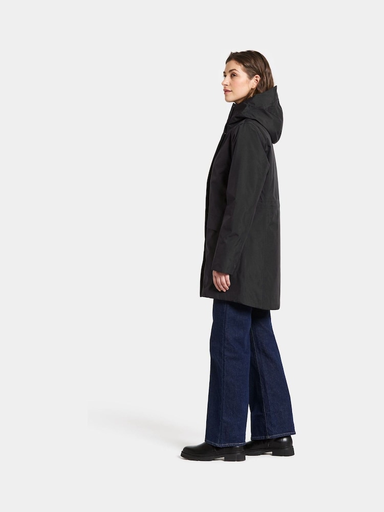Didriksons Cajsa Womens Waterproof Black Coat - Image 2 of 6 Didriksons Cajsa Womens Waterproof Black Coat - Image 2 of 6