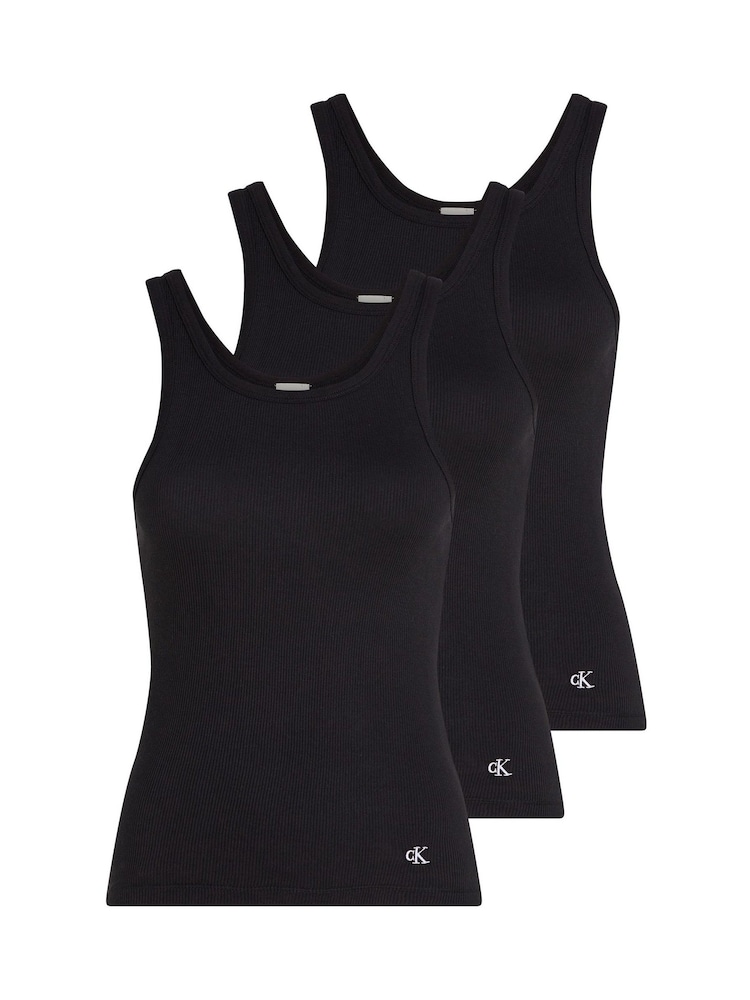 Calvin Klein Black 3 Pack Scoopneck Tank Tops Cotton Classics - Image 2 of 5
