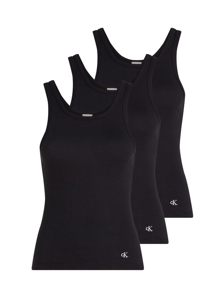Calvin Klein Black 3 Pack Scoopneck Tank Tops Cotton Classics - Image 2 of 5 Calvin Klein Black 3 Pack Scoopneck Tank Tops Cotton Classics - Image 2 of 5